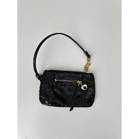 Coach poppy wristlet - black sequin - Picture 1 of 7